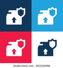 Box blue and red four color minimal icon set