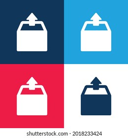 Box blue and red four color minimal icon set