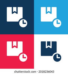 Box blue y red cuatro colores minimo conjunto de iconos