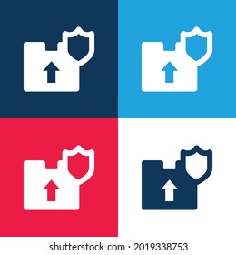 Box blue and red four color minimal icon set