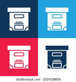Box blue and red four color minimal icon set