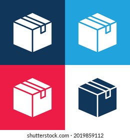 Box blue and red four color minimal icon set