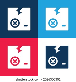 Box blue and red four color minimal icon set