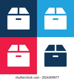 Box blue and red four color minimal icon set