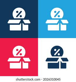 Box blue and red four color minimal icon set