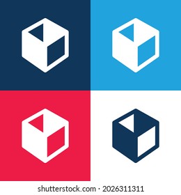 Box blue and red four color minimal icon set