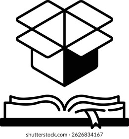 A box with a book inside of it