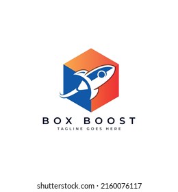 box boost logo design, box rocket booster boosting logo 