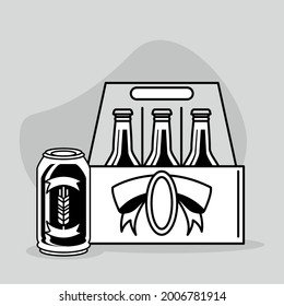 box of bottles and can of beer