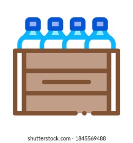 box with bottles of milk icon vector. box with bottles of milk sign. color symbol illustration