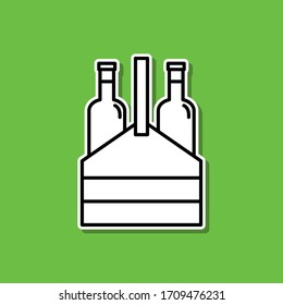 Box with bottles of wine sticker icon. Simple thin line, outline vector of alcohol drink icons for ui and ux, website or mobile application