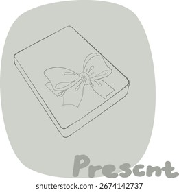 Box with a bow. Decorative element for your website. Gift.