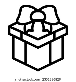 Box with bow for gift line icon, Black Friday concept, Giftbox with ribbon sign on white background, present icon in outline style mobile concept web design. Vector graphics.