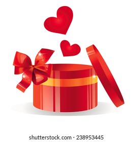 box with bow and hearts