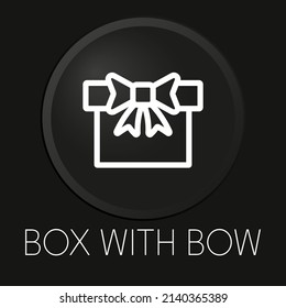 Box with bow minimal vector line icon on 3D button isolated on black background. Premium Vector.
