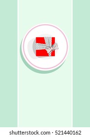 Box with a bow and ribbon on a dish.Vector illustration. Delicious gift