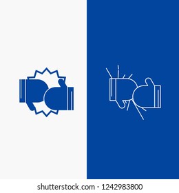 Box, boxing, competition, fight, gloves Line and Glyph web Button in Blue color Vertical Banner for UI and UX, website or mobile application