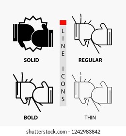 Box, boxing, competition, fight, gloves Icon in Thin, Regular, Bold Line and Glyph Style. Vector illustration