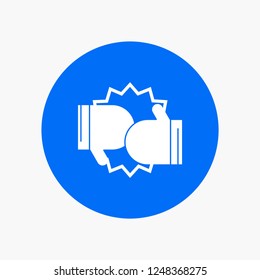 Box, boxing, competition, fight, gloves White Glyph Icon in Circle. Vector Button illustration