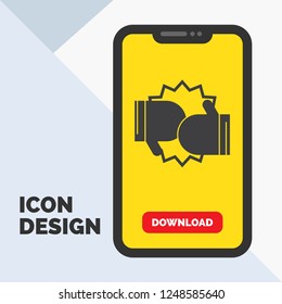 Box, boxing, competition, fight, gloves Glyph Icon in Mobile for Download Page. Yellow Background