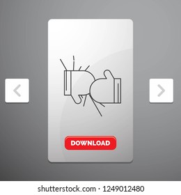 Box, boxing, competition, fight, gloves Line Icon in Carousal Pagination Slider Design & Red Download Button