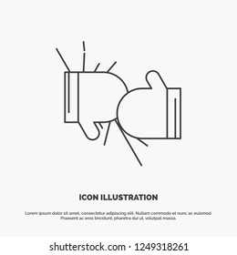 Box, boxing, competition, fight, gloves Icon. Line vector gray symbol for UI and UX, website or mobile application