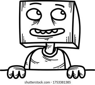 Box Boy Character doodle design element for your emoticon needs