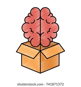 box with brain organ isolated icon