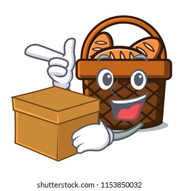 With box bread basket character cartoon