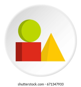 Box of bricks icon in flat circle isolated vector illustration for web