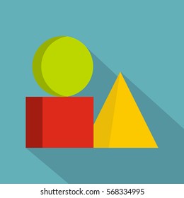 Box of bricks icon. Flat illustration of box of bricks vector icon for web