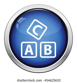 Box of bricks icon. Glossy button design. Vector illustration.