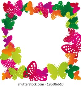 box of brightly colored butterflies, vector illustration