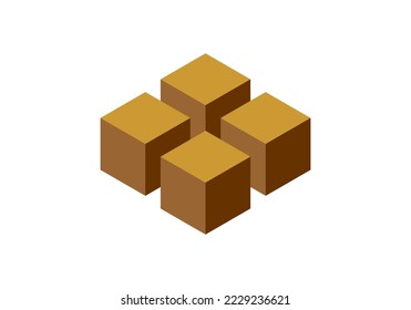 box brown vector 3D design logo art 4 four brick