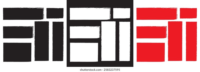 Box brush frame rough shape .  Vector illustration. Text box frame rough grunge square paint shape element. isolated on white and black background. EPS 10
