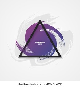 Box from brush strokes. Modern painted background with triangle. Vector illustration