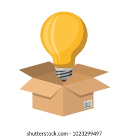 box with bulb light isolated icon