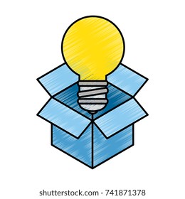 box with bulb light isolated icon