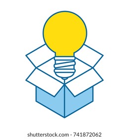 box with bulb light isolated icon