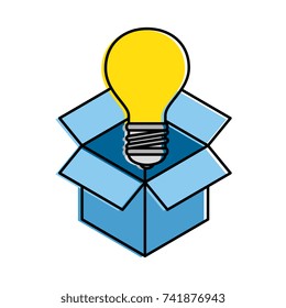 box with bulb light isolated icon