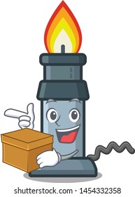 With box bunsen burner in the mascot shape