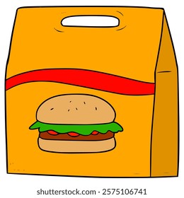 box of burger illustration hand drawn isolated vector