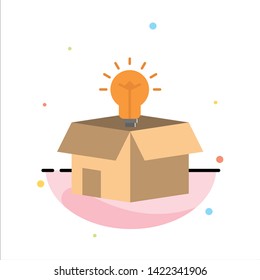 Box, Business, Idea, Solution, Bulb Abstract Flat Color Icon Template