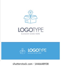Box, Business, Idea, Solution, Bulb Blue outLine Logo with place for tagline