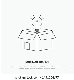 Box, Business, Idea, Solution, Bulb Line Icon Vector