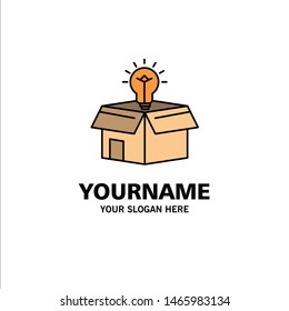 Box, Business, Idea, Solution, Bulb Business Logo Template. Flat Color. Vector Icon Template background