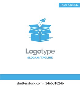 Box, Business, Package, Product Release, Release, Shipping, Startup Blue Solid Logo Template. Place for Tagline. Vector Icon Template background