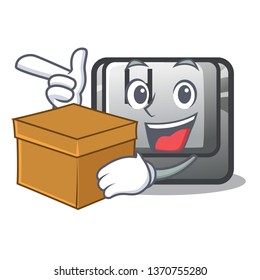 With box button H in the shape cartoon