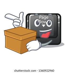 With box button page down isolated with cartoon