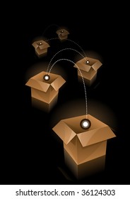 Box by box. Business trading concept vector illustration. All elements are layered separately in vector file.